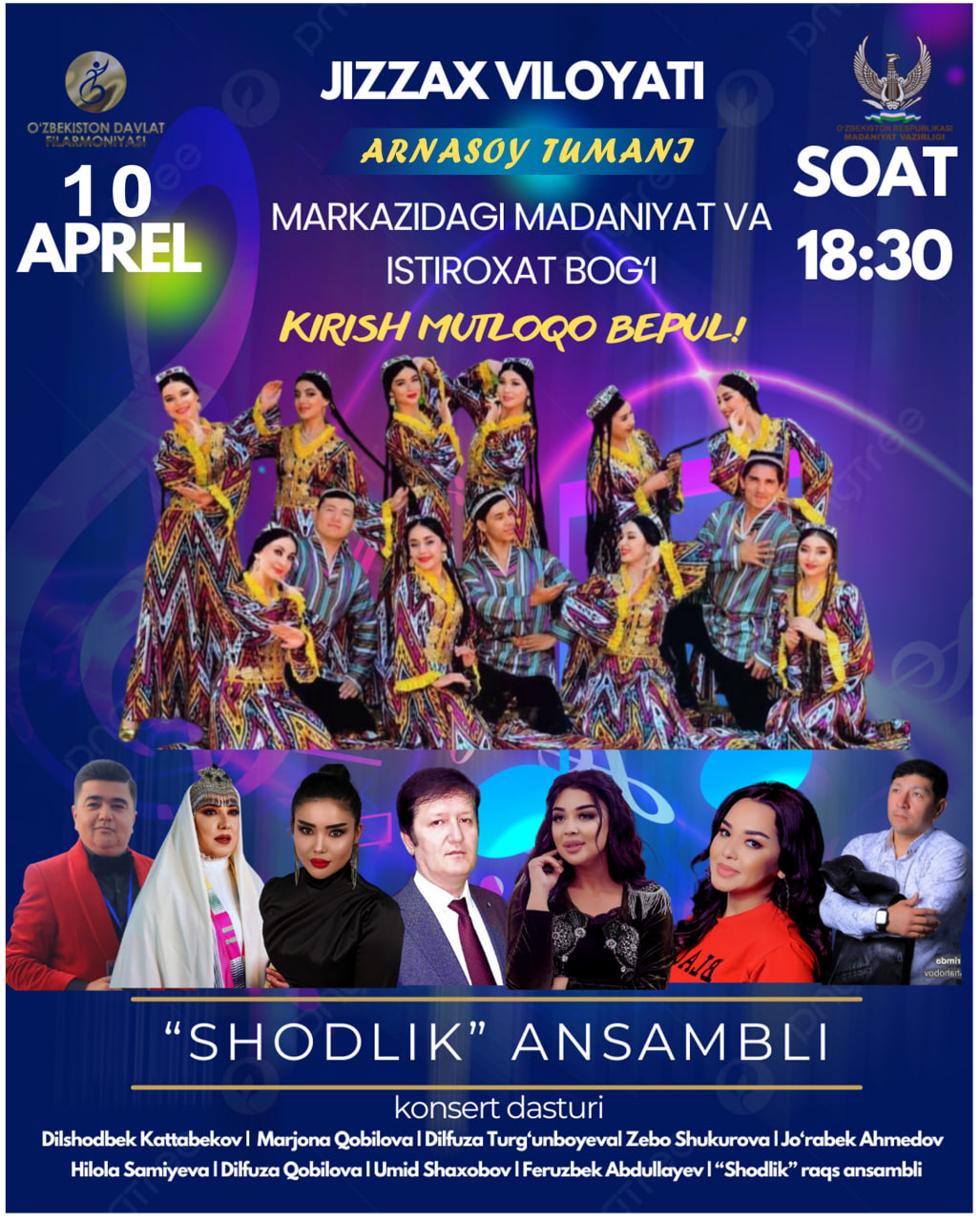 O‘zbekiston davlat filarmoniyasi qoshidagi “Shodlik” ansambli Arnasoy tumanida